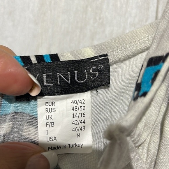 Venus Womens Beaded Halter Maxi Dress Turquoise White Floral Geometric Size M - Picture 4 of 5